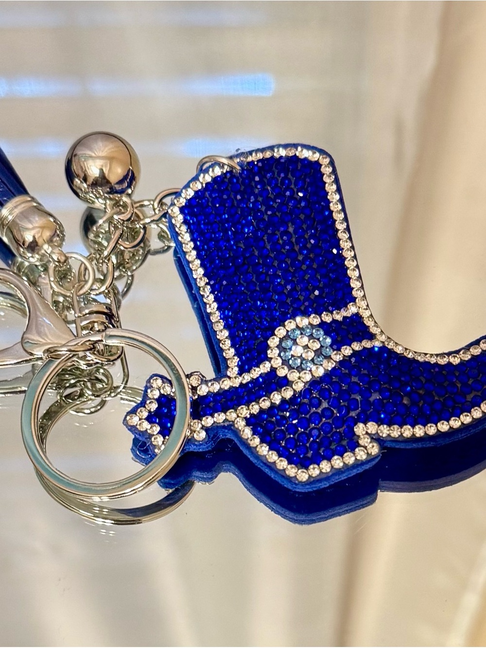 Blue Cowboy Boot Keychain/bag charm  with Rhinestones - Picture 6 of 8